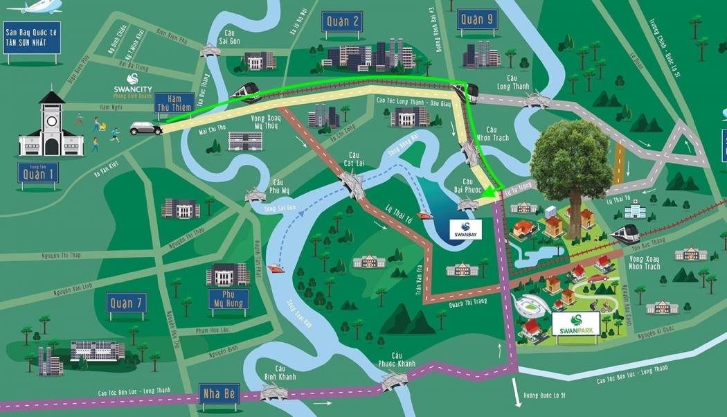 Swan Bay Nhơn Trạch có vị trí kết nối giao thông thuận tiện